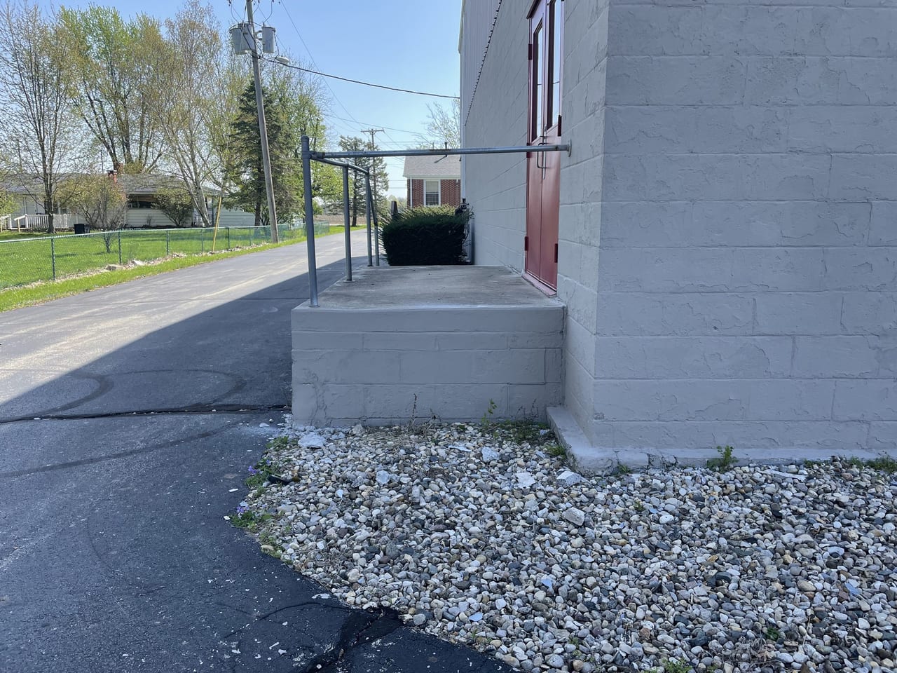 Commercial concrete steps at storefront entry, Anderson Indiana