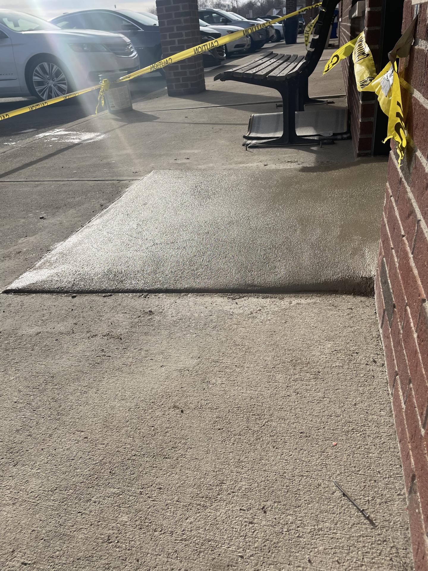 Commercial storefront concrete ramp, Anderson Indiana