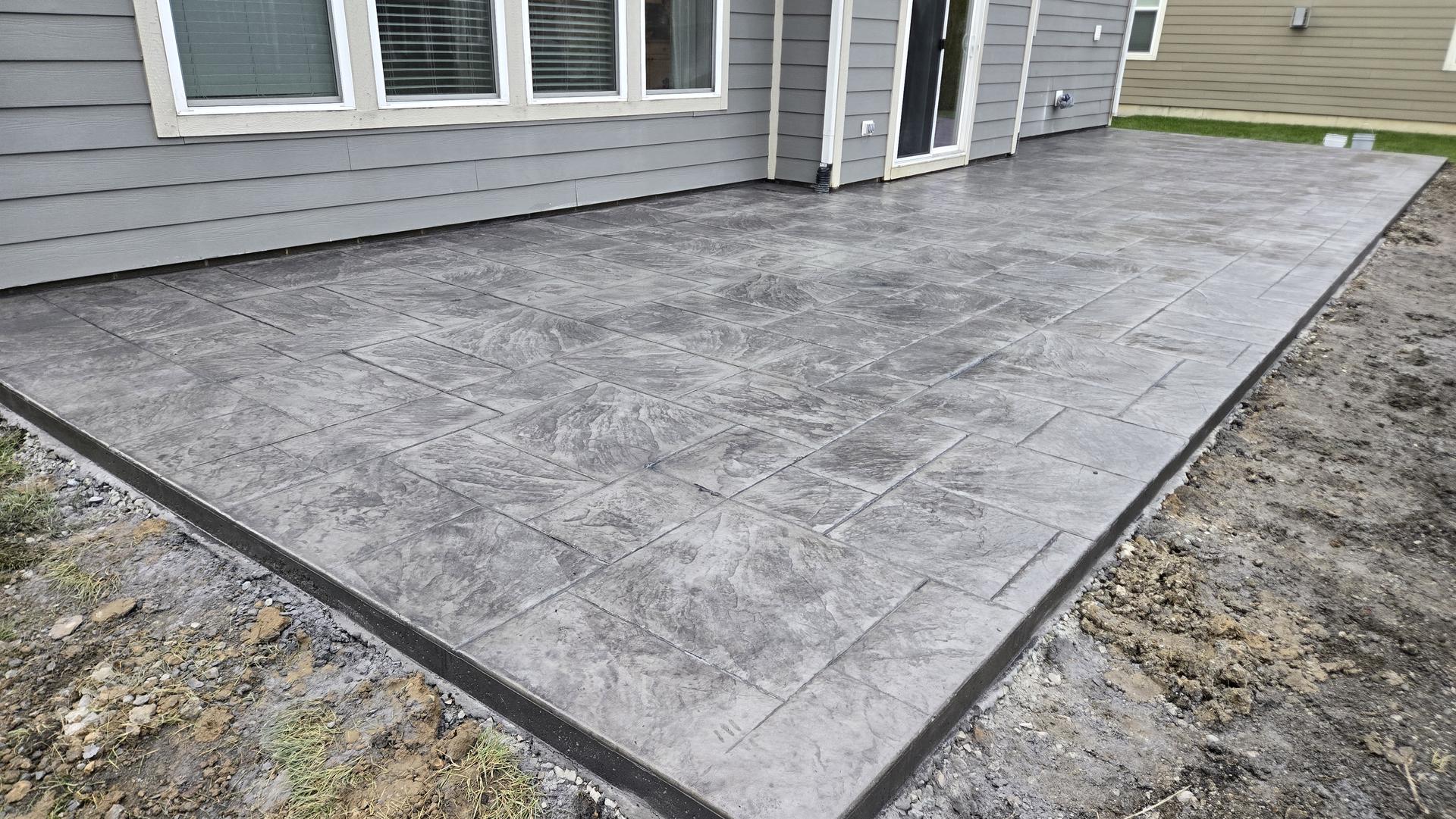 Ashlar slate stamped patio, Anderson Indiana