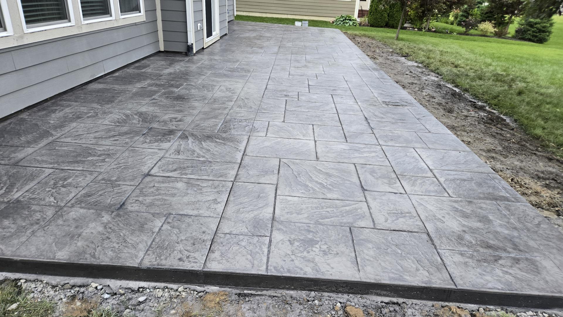 Ashlar slate stamped patio, Anderson Indiana