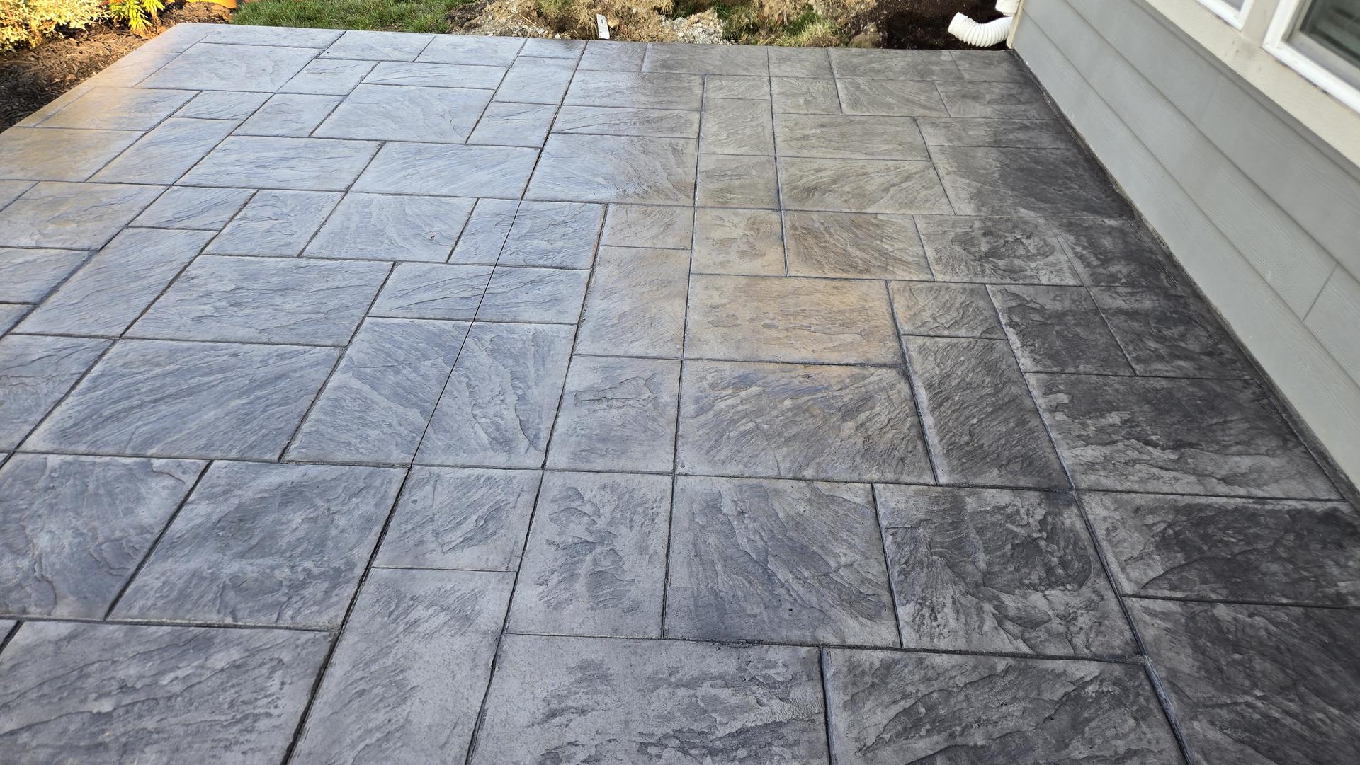 Ashlar slate stamped patio, Anderson Indiana