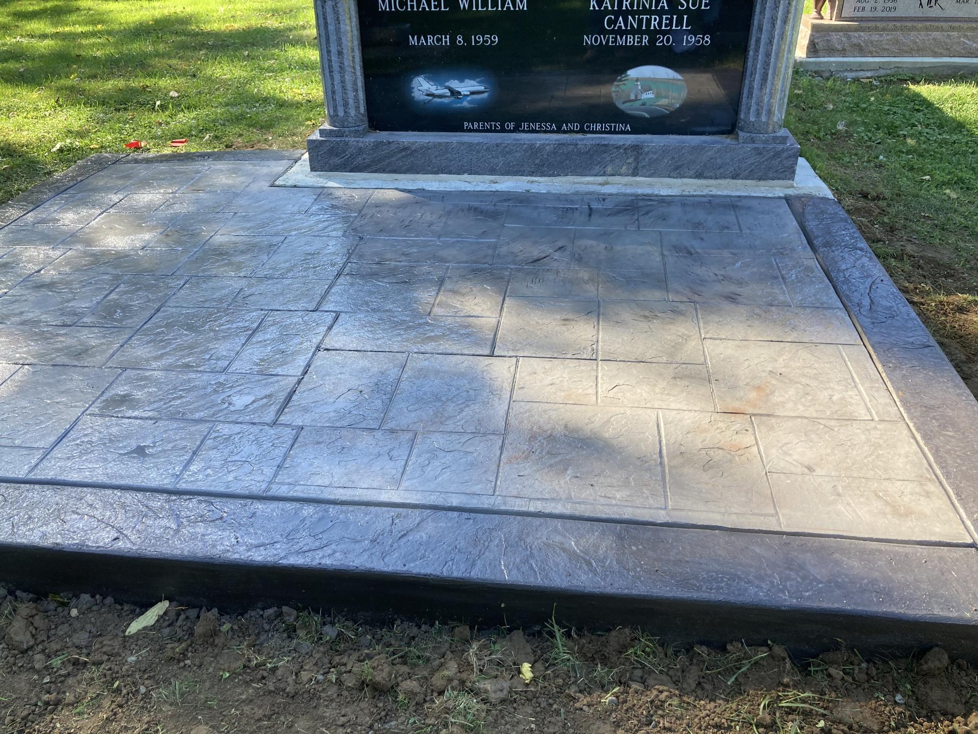 Stamped memorial slab in cemetery, Anderson Indiana