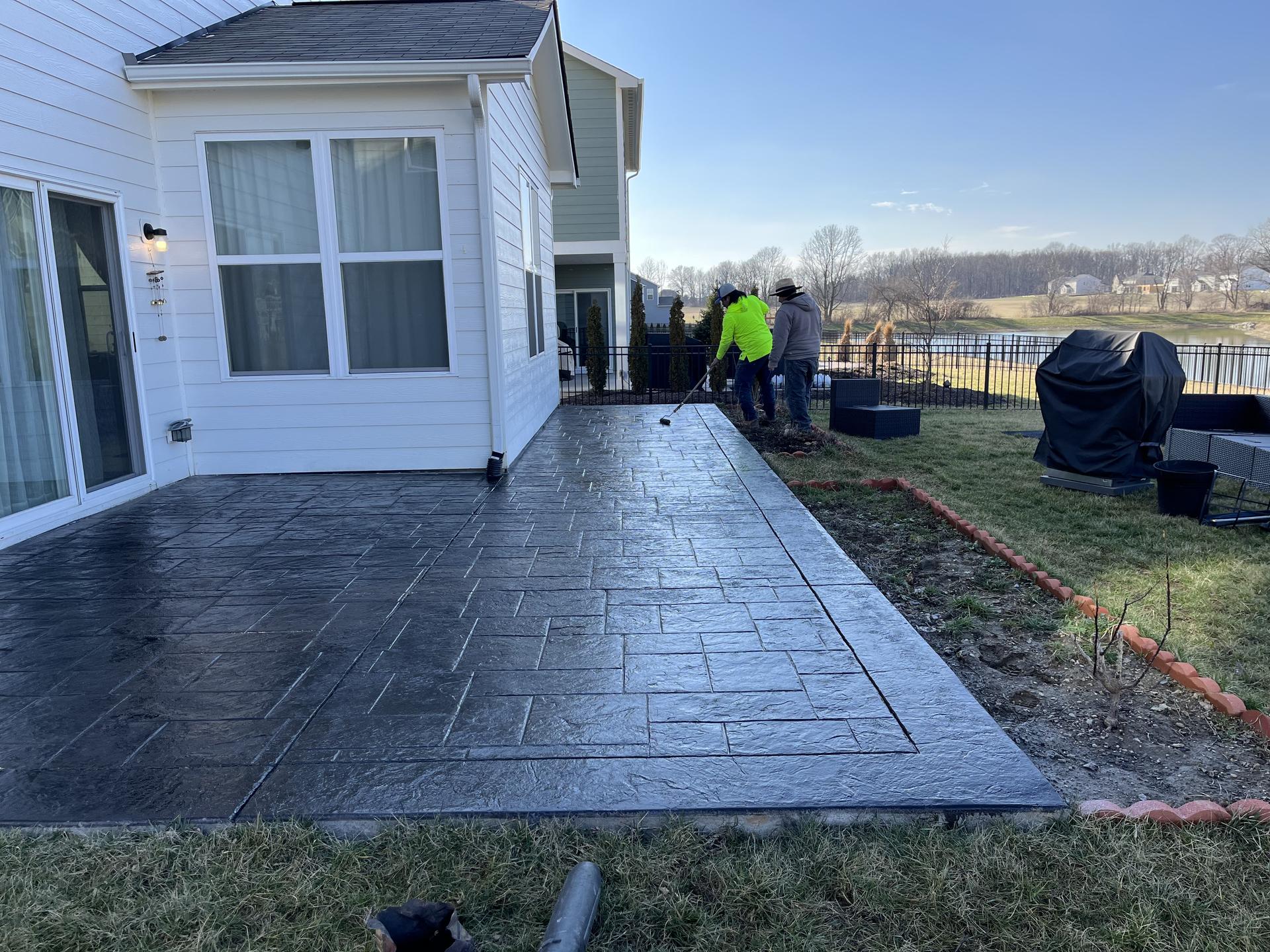 Stamped concrete patio, Noblesville Indiana