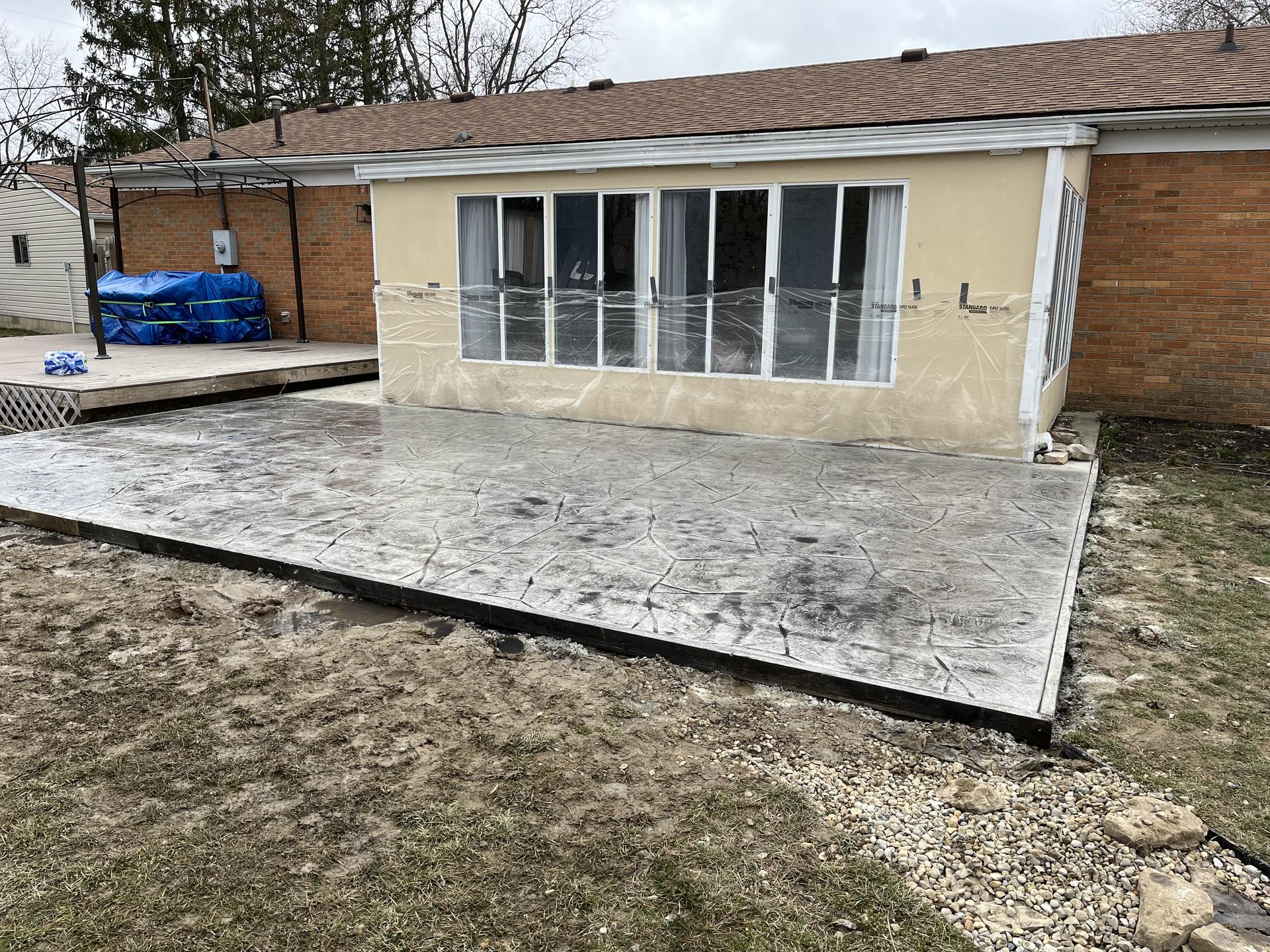 Stamped concrete patio, Anderson Indiana