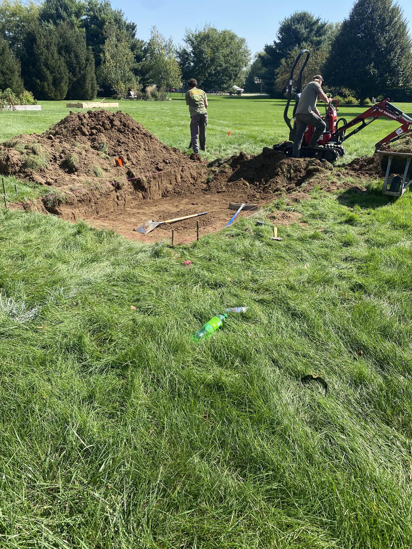 Site excavation with mini excavator, Pendleton Indiana