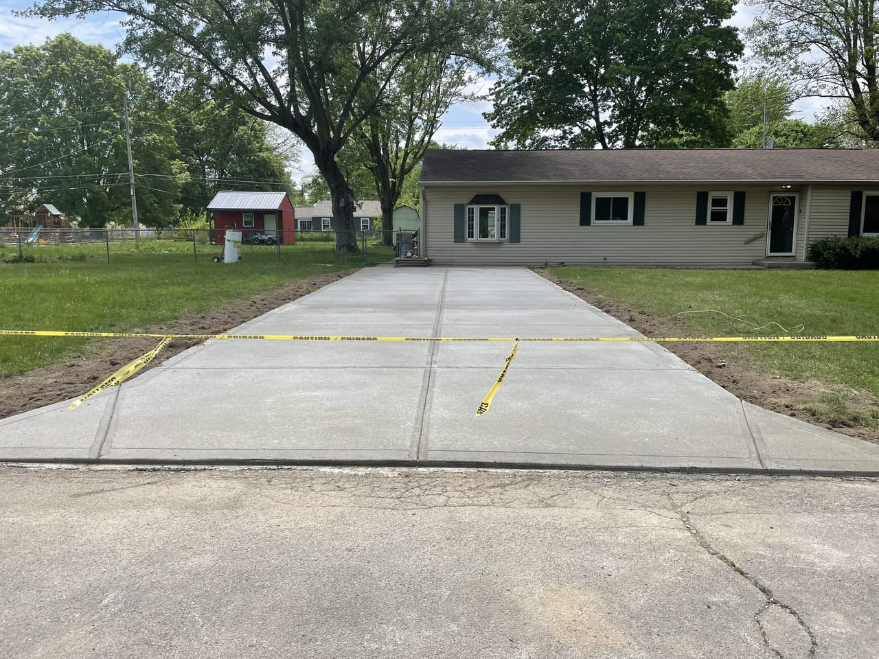 Completed residential concrete driveway, Anderson Indiana