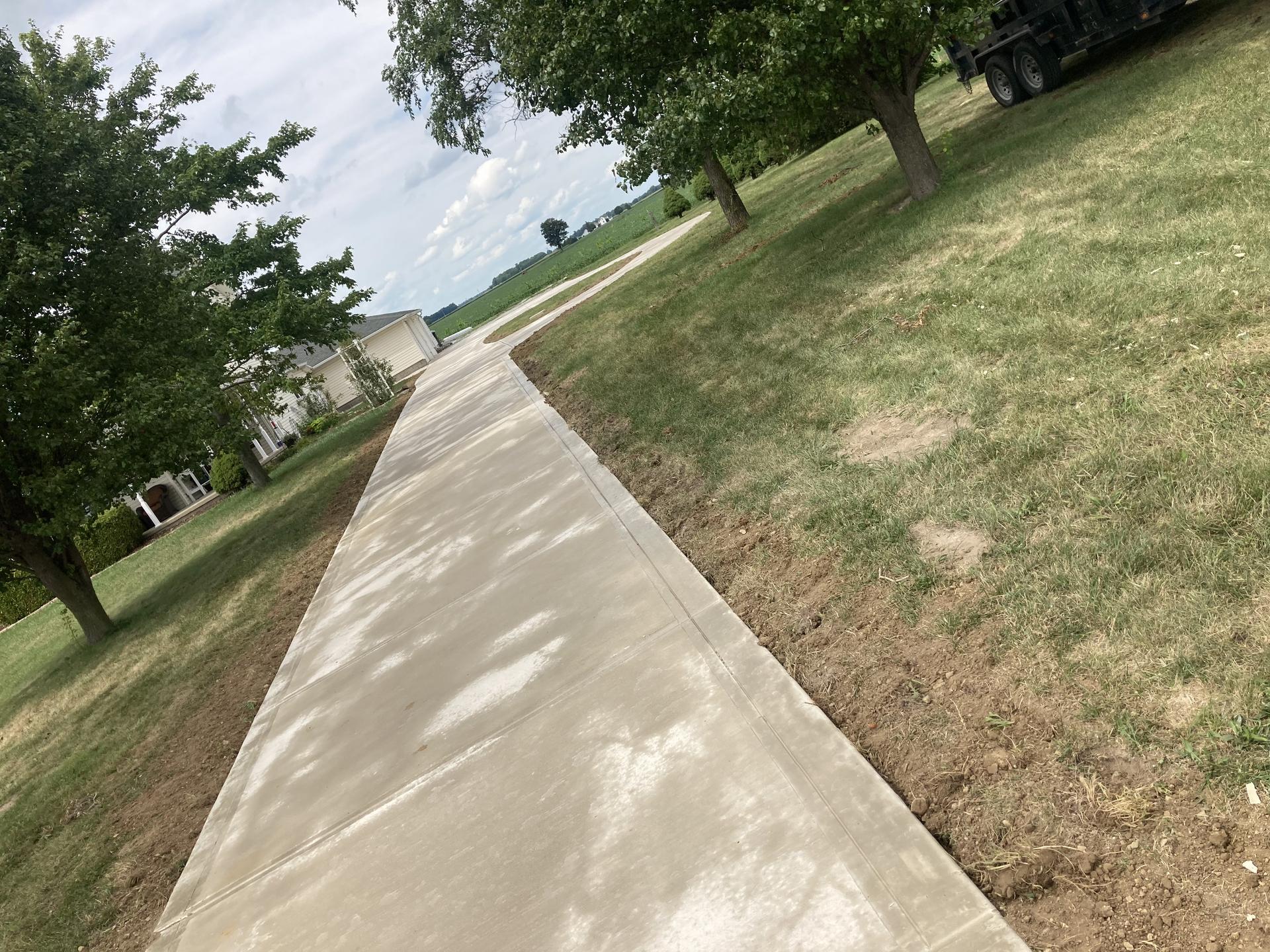 Completed long rural driveway with sweeping curve, Anderson Indiana