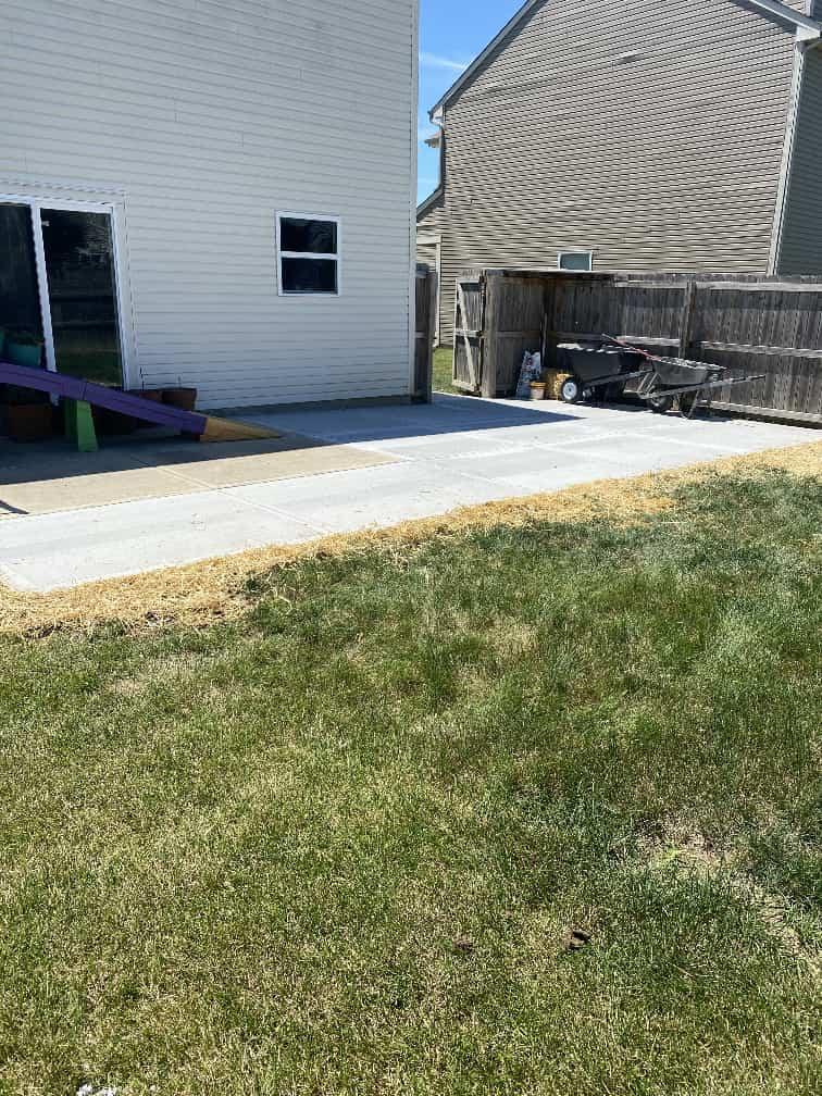 Backyard patio with privacy fence, Anderson Indiana