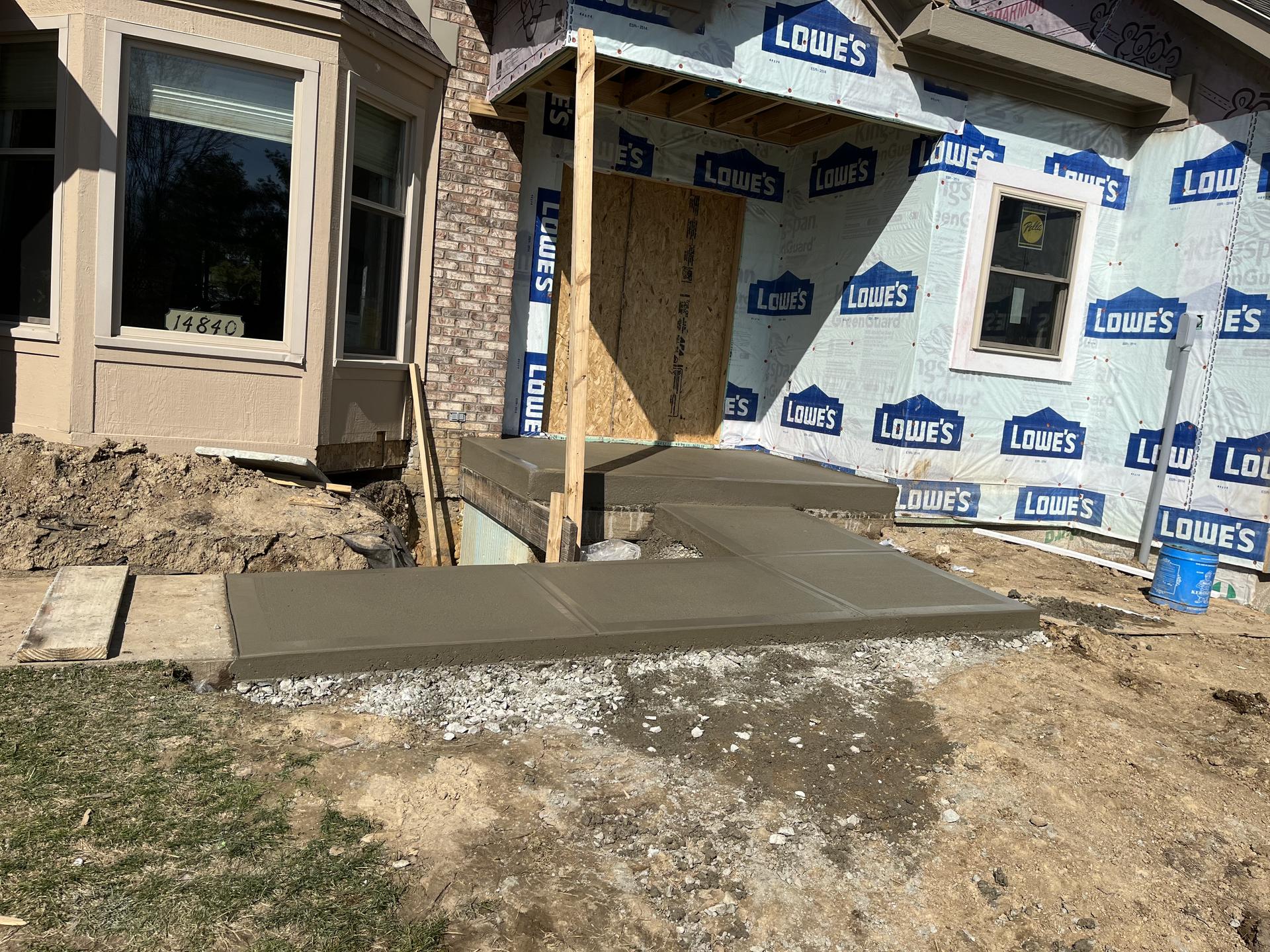 Concrete sidewalk on new build, Carmel Indiana