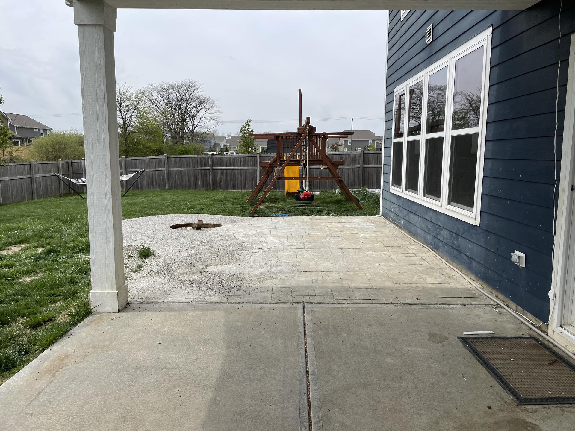 Winter-damaged patio - before replacement, Anderson Indiana