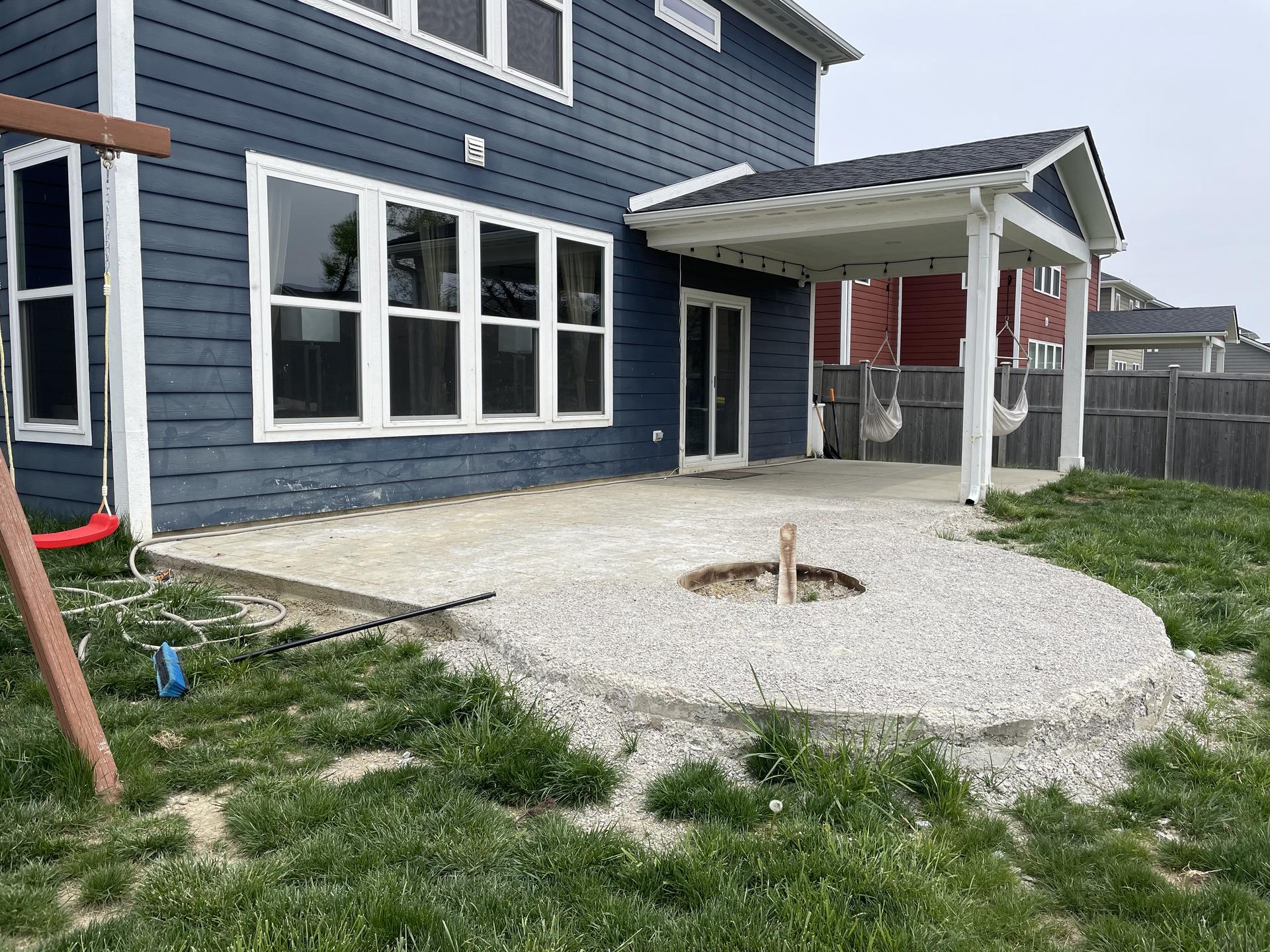 Winter-damaged patio - before replacement, Anderson Indiana