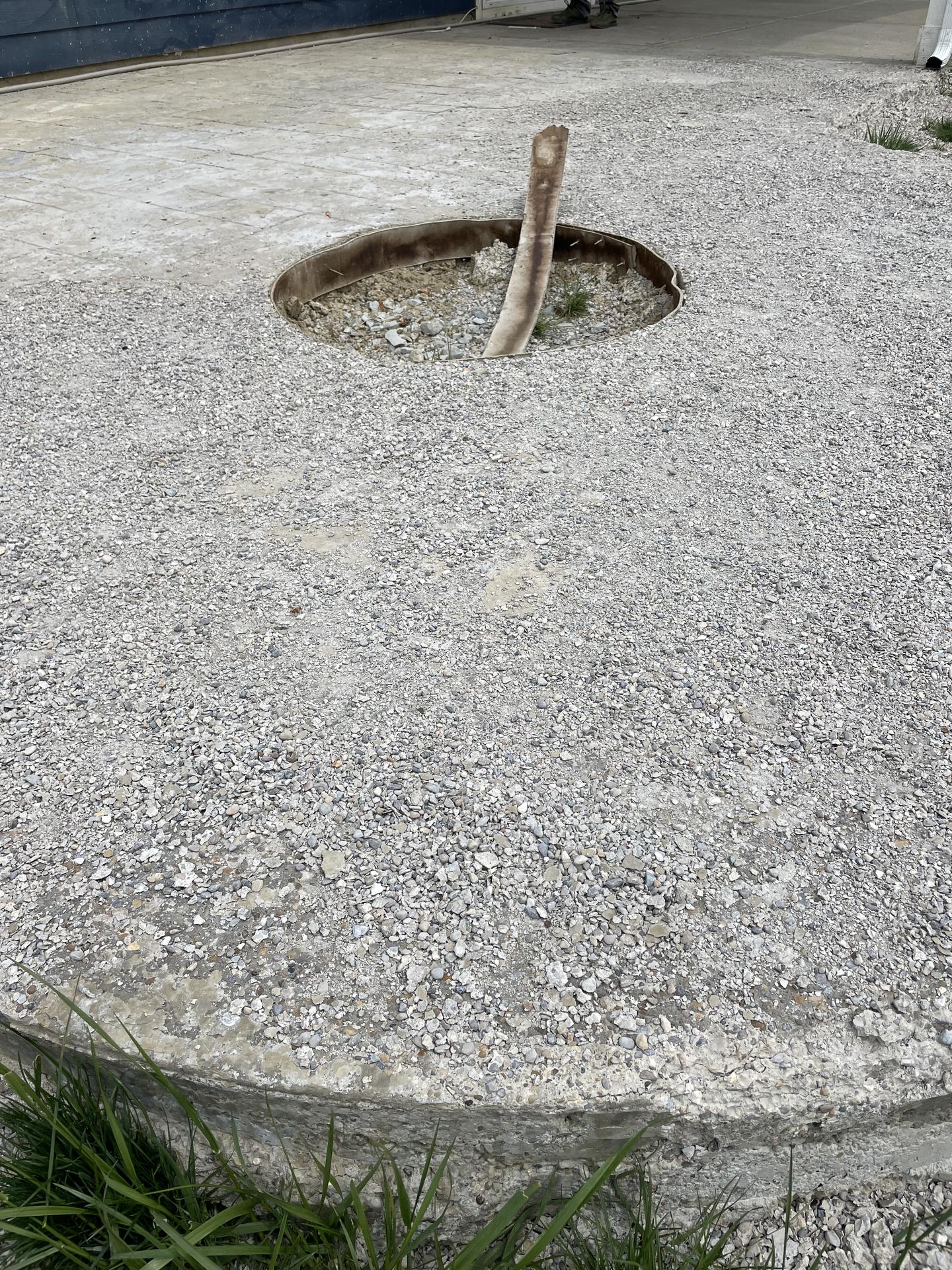 Winter-damaged patio - before replacement, Anderson Indiana