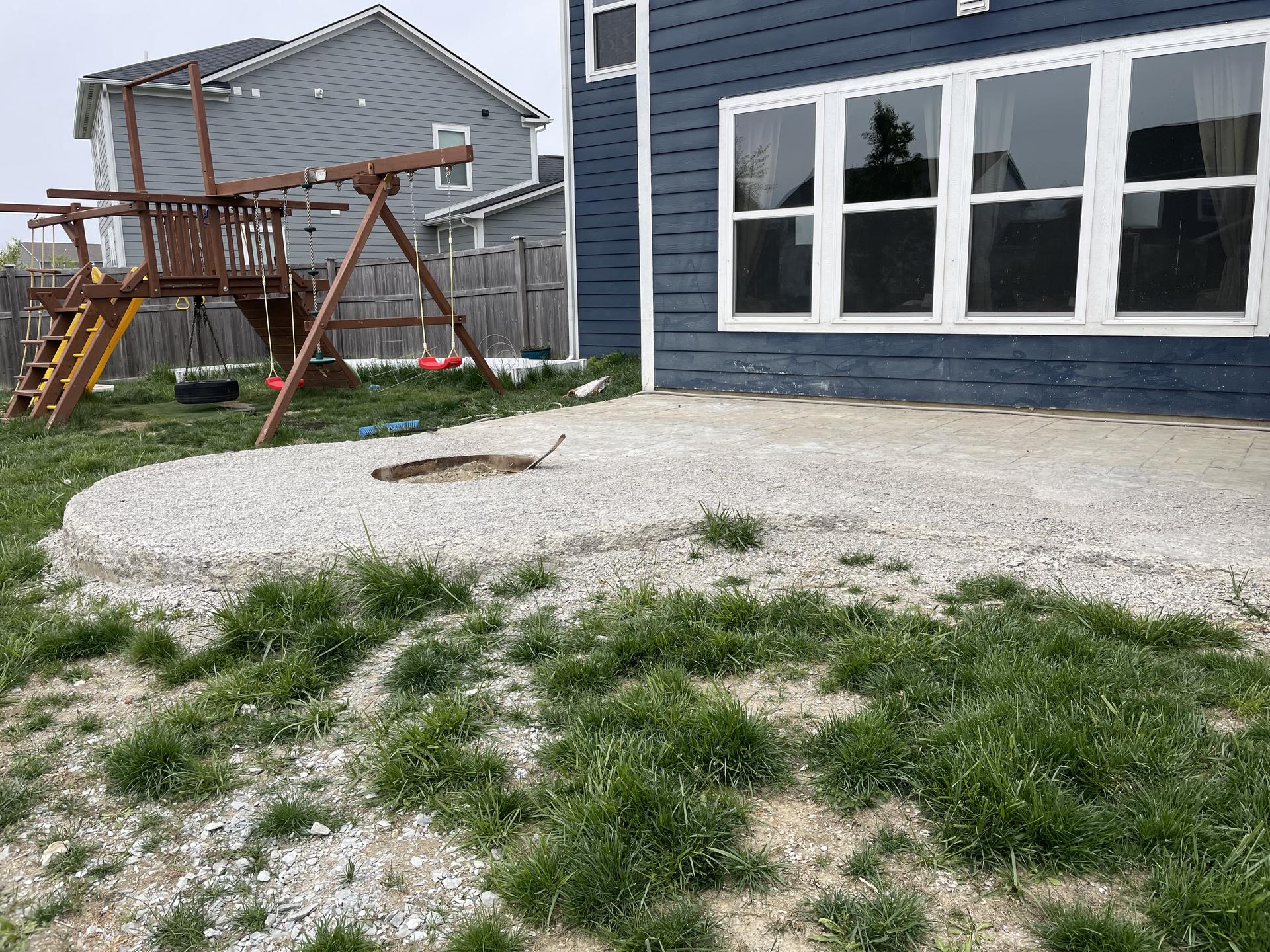 Winter-damaged patio - before replacement, Anderson Indiana