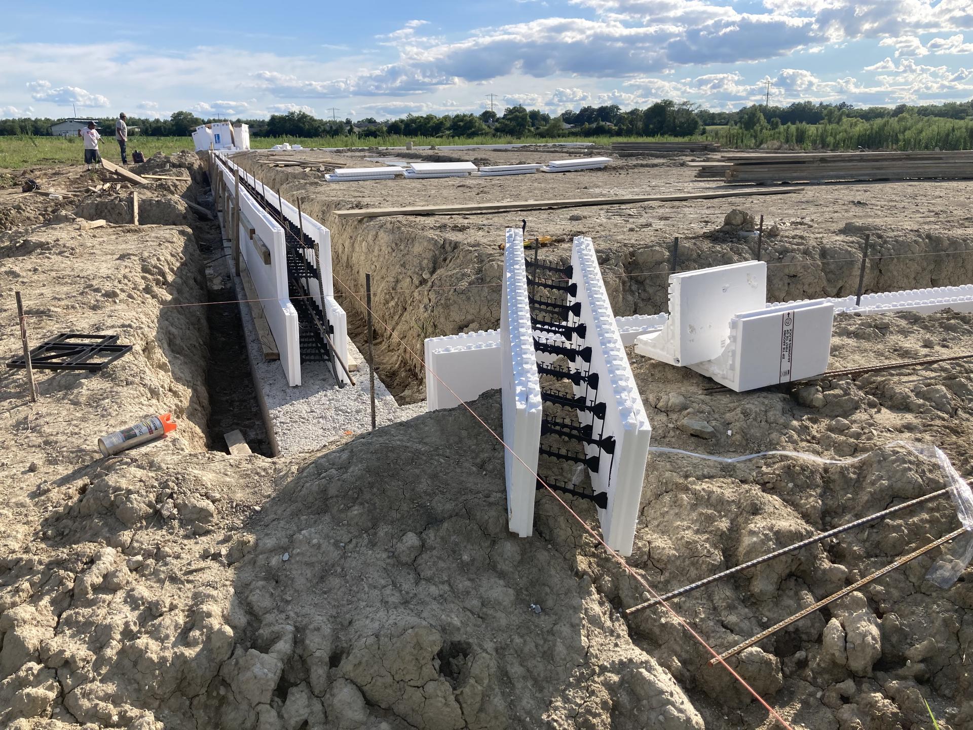 ICF foundation wall placement, Anderson Indiana