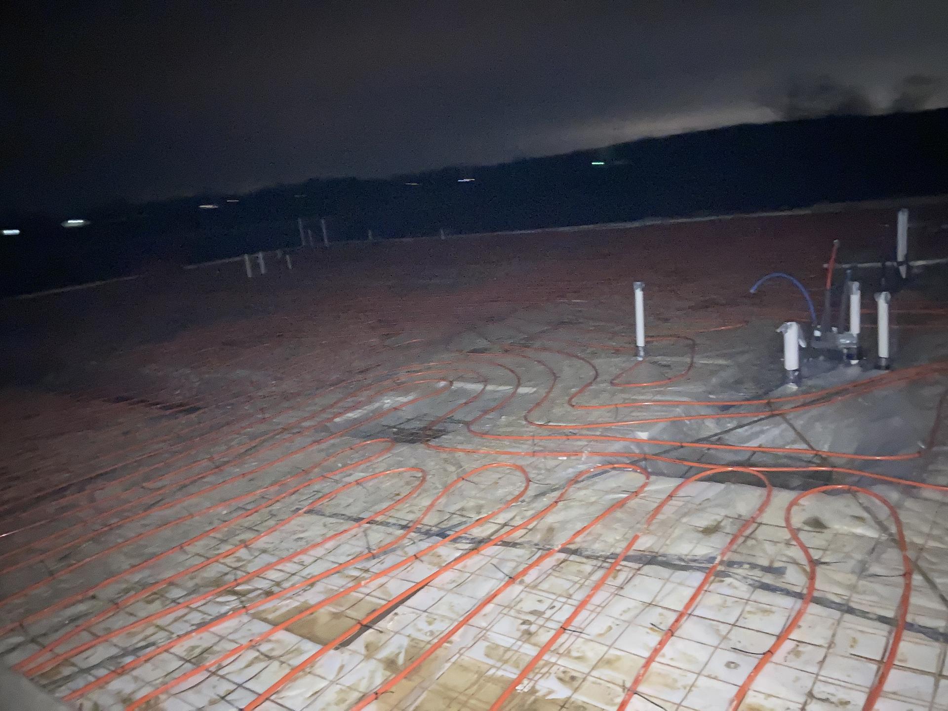 Hydronic heated floor PEX tubing installation, Anderson Indiana