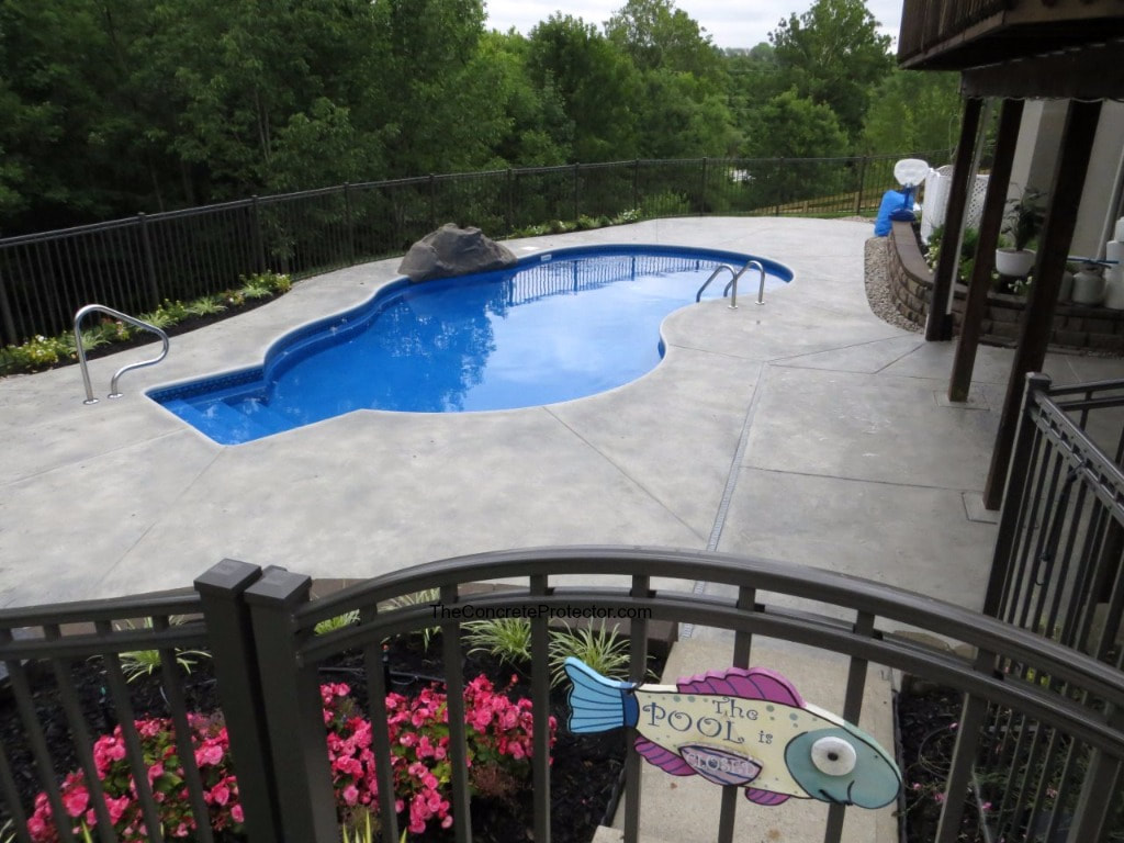 Pool deck made of concrete, beautiful patio