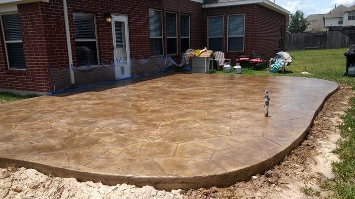 Flagstone concrete patio with polished finish for a customer in the Anderson Indiana area.